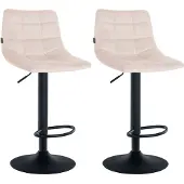 CLP 2er Set Barhocker Jerry Samt schwarz beige