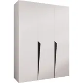MEBLE KRYSPOL Schrank 150x202x52 cm mit Kleiderstange, 3xTür, PIANO, Weiß, Griff Schwarz