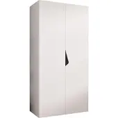 MEBLE KRYSPOL Schrank 100x202x52 cm mit Kleiderstange, 2xTür, SANDI, Weiß, Griff Schwarz