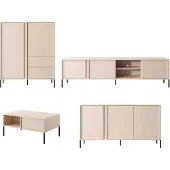 Meble Laski Wohnzimmer-Set Wohnwand Dast 4-teilig beige