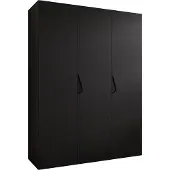 MEBLE KRYSPOL Schrank 150x202x52 cm mit Kleiderstange, 3xTür, SANDI, Schwarz, Griff Schwarz