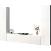 Freiraum Wohnwand >Benevent< (3-teilig) in Weiß Hochglanz - 260x180x30 (BxHxT)