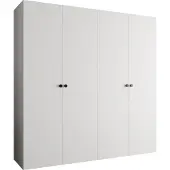 MEBLE KRYSPOL Schrank 200x202x52 cm mit Kleiderstange, 4xTür, PARMA, Weiß, Griff Schwarz