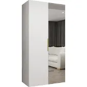 MEBLE KRYSPOL , Kleiderschrank, Schrank 100 cmx202x52, Weiß, Gold