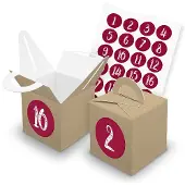 Itenga SET V43 Adventskalender Würfelbox mit Griff Braun + Zahlensticker Z49