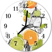 Tulup Glasuhr Wanduhr Küchenuhr Echt-Glas 30fi cm Zitrusfrüchte mehrfarbig