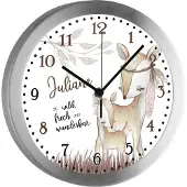 CreaDesign Kinderzimmer Funkwanduhr, Funkuhr Wanduhr Kinder, Reh Indianer 25 cm
