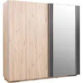 Masseno Schiebetürenschrank PUNTO 215/210/61cm -türig mit Spiegel Eichefarben