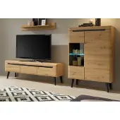 Furn.Design Wohnwand Ronson in Artisan Eiche und schwarz Wohnkombination skandinavisch 270cm