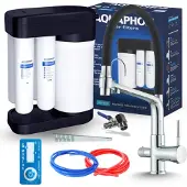 ARI Wasserfilter Set Morion mit 3-Wege Küchenarmatur Chrom, Umkehrosmose, Wasserfilter-Anschluss, ausziehbare Brause