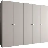 MEBLE KRYSPOL Schrank 250x202x52 cm mit Kleiderstange, 5xTür, PARMA, Kaschmir, Griff Silber