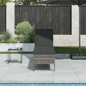 Prolenta Maison Exclusive - Sonnenliege mit Auflage Grau 55x200x44 cm Poly Rattan