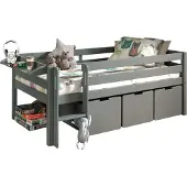 58 aufm Kessel Kojenbett Karolina 208x105x83 Kinderbett Massivholz Grau