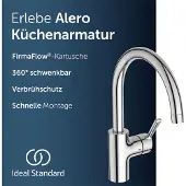 Ideal standard Alero Küchenarmatur, Auslaufhöhe 211 mm, 360° schwenkbar – Chrom