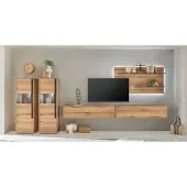 Empinio24 Wohnwand Eiche 440 cm 5-teilig Nr 22 mit Beleuchtung Boston
