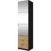 Bettso Modularer Kippschrank mit Spiegel und Schubladen ONYX 50 Schwarz Wotan