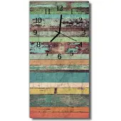 Tulup Glasuhr Wanduhr Küchenuhr Echt-Glas 30x60 Holz Mehrfarbig