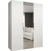 MEBLE KRYSPOL , Kleiderschrank, Schrank 150 cmx202x52, Weiß, Gold