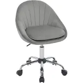 Woltu Bürostuhl ergonomisch, Schminkstuhl, Schreibtischstuhl 150 kg belastbar, Samt : Hellgrau Farbe: Hellgrau