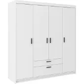 Masseno Drehtürenschrank ELENORA 176,3 cm Kleiderschrank Schlafzimmer Schrank 4-türig Weiß