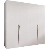MEBLE KRYSPOL Schrank 200x202x52 cm mit Kleiderstange, 4xTür, PIANO, Weiß, Griff Kaschmir
