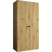 MEBLE KRYSPOL Schrank 100x202x52 cm mit Kleiderstange, 2xTür, PARMA, Artisan-Eiche, Griff Schwarz