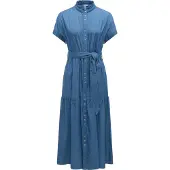 Ragwear Maxikleid "Liora Denim" 1 tlg. Ohne Taschen Wadenlanges Jeanskleid mit Bindeband