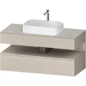 Duravit Collection One Konsolenwaschtischunterbau, 1 Auszug, 1 Schubkasten, Ausschnitt mittig, 1200x550x600mm, Nische Taupe Supermatt, QA4732083910010, Farbe: Taupe Matt/mit Nischenbeleuchtung