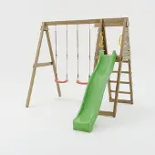 Fungoo MaxPlay, Holzklettergerüst mit Doppelschaukel und Rutsche