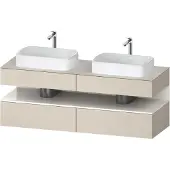 Duravit Collection One Konsolenwaschtischunterbau, 2 Auszüge, 2 Schubkästen, 2 Ausschnitte, 1600x550x600mm, Nische Weiß hochglänzend, QA4779022830010, Farbe: Taupe Supermatt/mit Nischenbeleuchtung