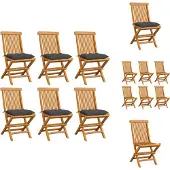 vidaXL Gartenstühle mit Anthrazit Kissen 6 Stk. Massivholz Teak - Gartenstühle