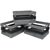 UNUS 3er Set Holzkiste in Schwarz | Gr.: onesize