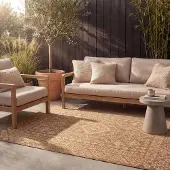 FRAAI Garten Teppich Jute - Mavi Medaillon Creme Braun 160x230 cm