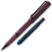 Lamy Tintenroller Safari Scarlet ROLL-INK Füller ergonomisch mit löschbare Füller Tintenpatrone blau