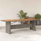 vidaXL Möbel Gartentisch mit Akazienholz-Platte Grau 240x90x75cm Poly Rattan - Gartentische &15673