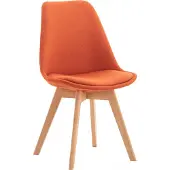 CLP Esszimmerstuhl Linares gepolstert mit Rückenlehne Buchenholzgestell | Farbe orange Material Stoff