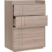 Mendler Kommode MCW-P44, Sideboard Schrank Anrichte, 4 Schubladen Push-to-open, MDF 107x80x40cm Sonoma-Eiche-Optik
