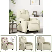 The Living Store Massagesessel Elektrisch Creme Kunstleder