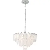 Eglo Hängelampe Carvario, Pendelleuchte Esstisch, Deckenlampe hängend, Kronleuchter aus Stahl in chrom, Glas in klar, satiniert, E14 , Ø 48,5 cm