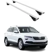 Omtec Dachträger Gepäckträger für Skoda Karoq 2017-2025 Grundträger Metall Silber 2tlg