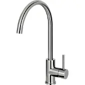 Solido Einhand-Spültischbatterie modern | Wasserhahn hohe runde Form | Küchen-Armatur schwenkbar Edelstahl | Hahnloch-Bohrung 35 mm