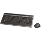 Hama KMW-600, Volle Größe (100%), Kabellos, RF Wireless, QWERTZ, Anthrazit, Schwarz, Maus enthalten