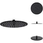 vidaXL Regenbrause Edelstahl 25 cm Rund Schwarz - Duschköpfe