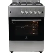 Gasline Gas Standherd 60cm SHGG6060FGIX Gasbackofen mit Thermostat, Grill und Umluft 4 Flammig Edelstahl LPG/Erdgas