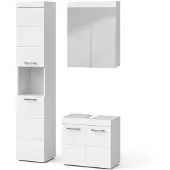 Vicco Badmöbel-Set Luna Weiß 3 Teile, mit Hochschrank, Model 38781