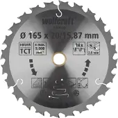 Wolfcraft 1 Akku-Kreissägeblatt HM ø165x20/15,87
