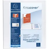 Exacompta 51843E 10x Ringbuch, 4 Ringe 40mm Rücken 64mm, 3 Außen- und 2 Innenhüllen, 32x28,5cm für DIN A4 MAXI - Kreacover - Weiß