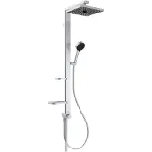 Ideal standard Ceratwist Alu+ Duschsystem ohne Armatur, mit 2 Ablagen, 2-Funktions-Handbrause, eckige 2-Funktions-Kopfbrause, BE213SI, Farbe: Silver