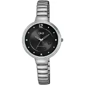 Q&Q Damenuhr mit Metallarmband, 3 bar, silberfarben/schwarz
