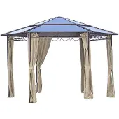 DELUKE Pavillon SION 6-eckig Beige Kunststoff | Gartenpavillon Gartenlaube für Garten/Terrassen